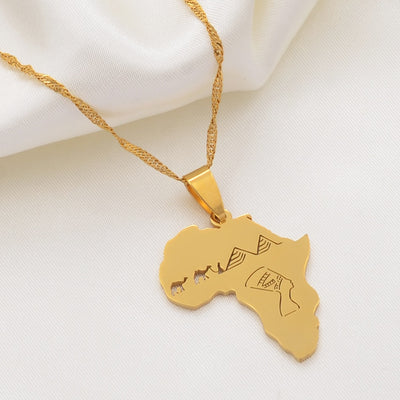 Africa Map Pendant Necklaces With Egyptian Queen