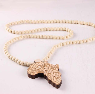 Wooden Africa Map Pendant Necklace